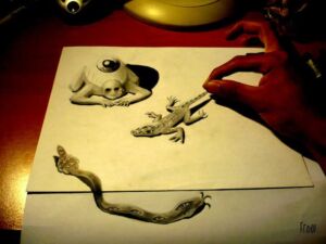 Desenhos anamórficos 3D que parecem reais