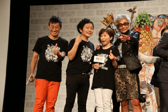 Chô (Brook), Kappei Yamaguchi (Usopp), Mayumi Tanaka (Luffy) e Kazuki Yao (Franky)