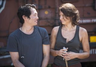 The walking dead 5 temporada bastidores s05e01 steven yeun gleen rhee chandler lauren cohan maggie greene