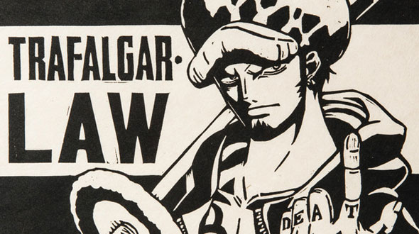 One-Piece-Xilogravura-Xilografia-HKDS-Trafalgar-Law