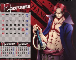 One piece body calendar 2016 calendário dezembro shanks