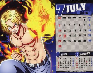 One piece body calendar 2016 calendário julho sabo