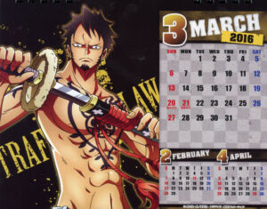 One Piece Body Calendar 2016 Calendário Março Trafalgar Law