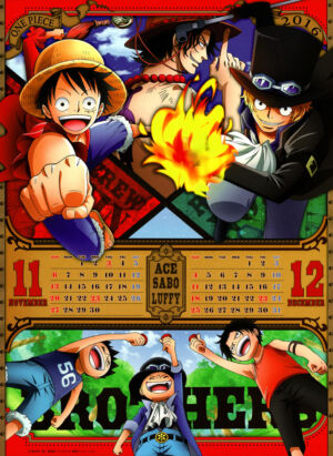 One Piece Calendar 2016 Calendário 6 Novembro Dezembro Luffy Ace Sabo