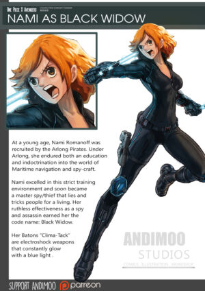One Piece Avengers Vingadores Andimoo 4 Nami Black Widow Viúva Negra