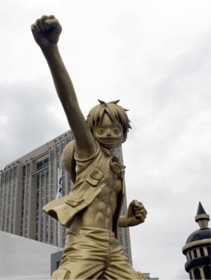 One Piece Film Gold Festival Odaiba 2016 Luffy Estátua Dourada 2