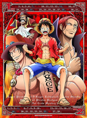 One Piece Calendar Calendário 2017 1 Janeiro Fevereiro