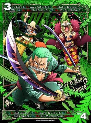 One Piece Calendar Calendário 2017 2 Março Abril