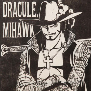 One Piece Xilogravura Xilografia Mihawk 2