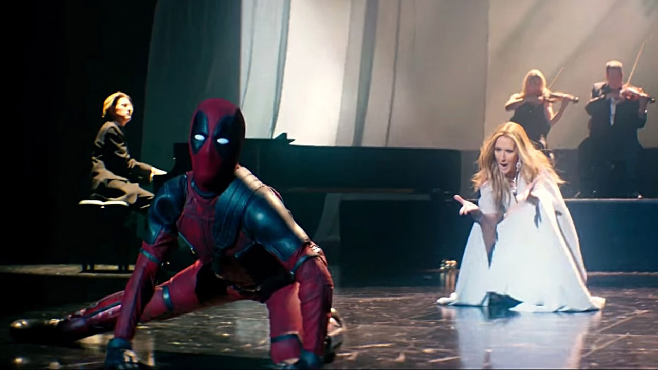 Deadpool faz performance no palco junto com Celine Dion