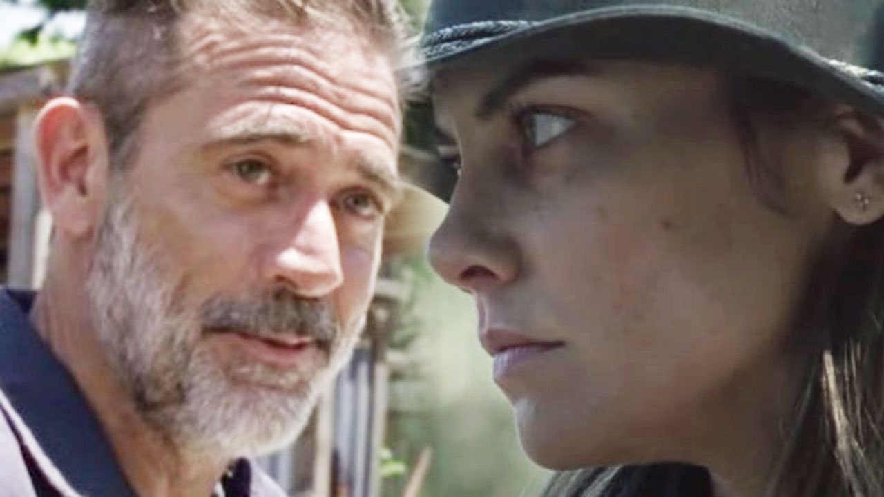 Negan e Maggie na 10ª temporada de The Walking Dead.