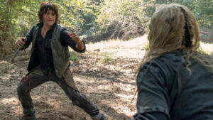 Daryl e Alpha se enfrentam no 10º episódio da 10ª temporada de The Walking Dead.