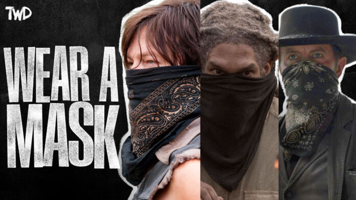 Pôsteres mostram Daryl, Ezekiel e John Dorie de máscaras, para a campanha 