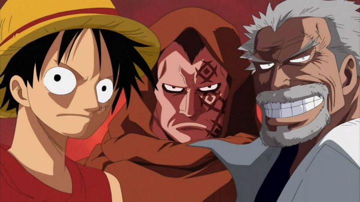 One piece luffy dragon garp postcover