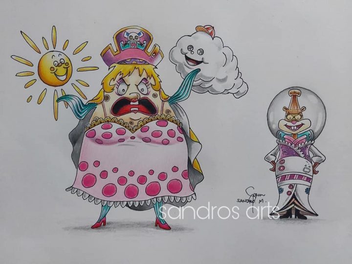 Artista recria personagens de Bob Esponja em One Piece