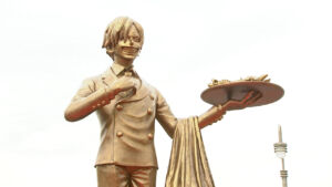 one piece sanji estatua de bronze kumamoto