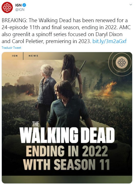 The walking dead 11 temporada ultima ign tweet