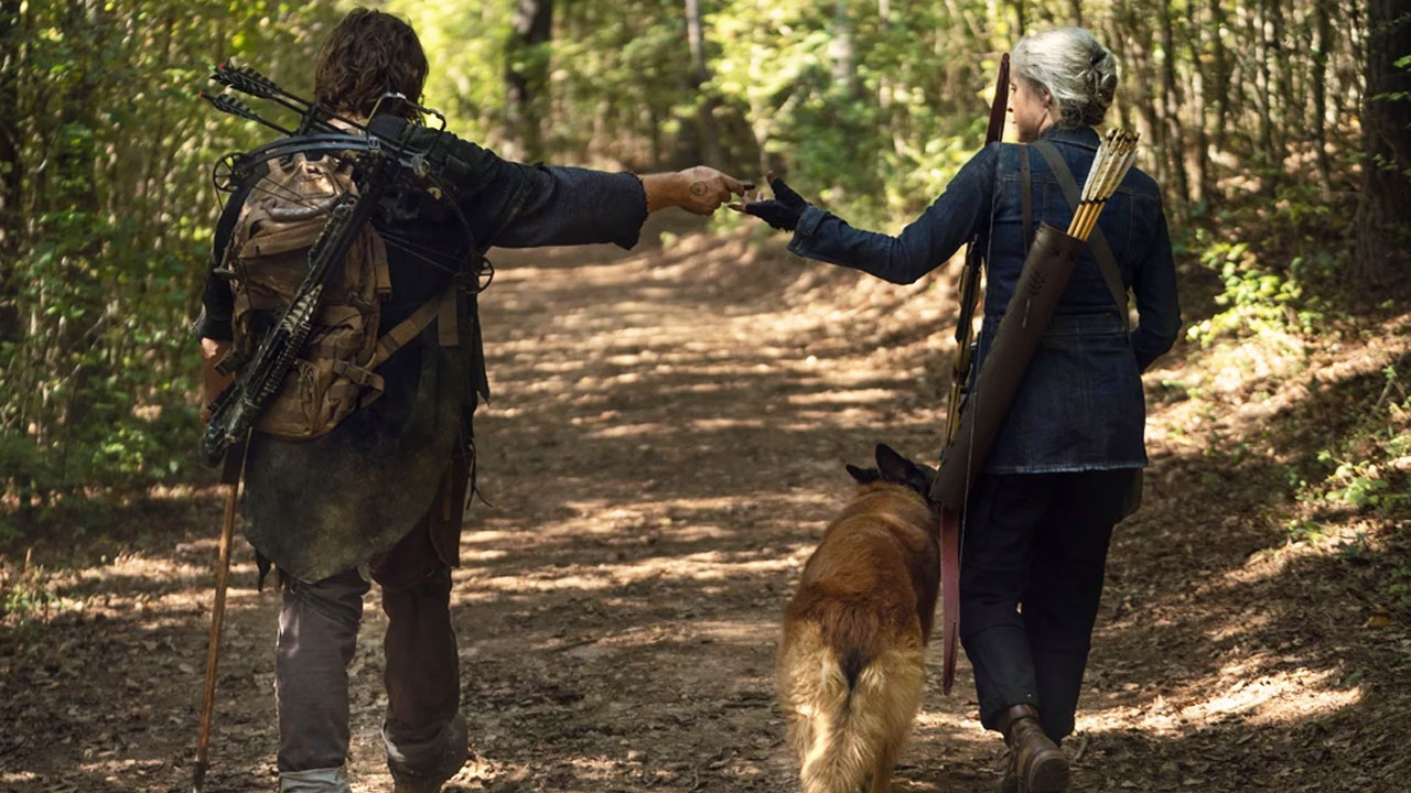 Daryl, Carol e Cão no 21º episódio da 10ª temporada de The Walking Dead (S10E21 - "Diverged").