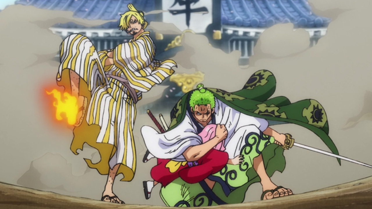 Sanji e Zoro salvam Toko no episódio 942 do anime de One Piece.