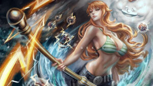 One Piece | Fanart da Nami e Zeus, por @vinrylgrave.