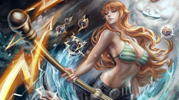 One Piece | Fanart da Nami e Zeus, por @vinrylgrave.