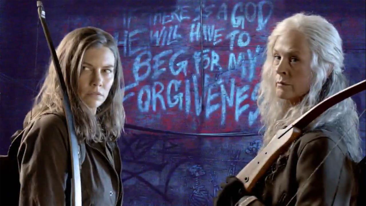 Maggie e Carol na 11ª temporada de The Walking Dead.