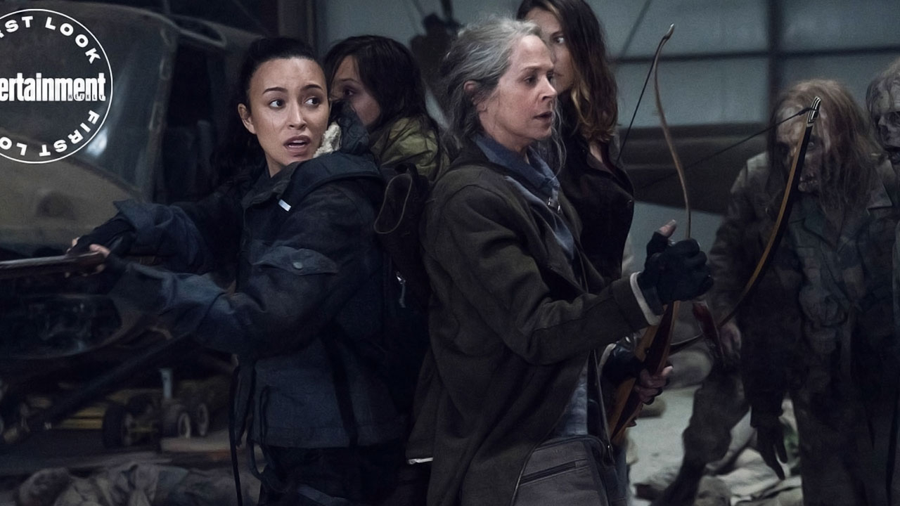 Rosita, Lydia, Carol e Maggie enfrentam zumbis militares na 11ª temporada de The Walking Dead.