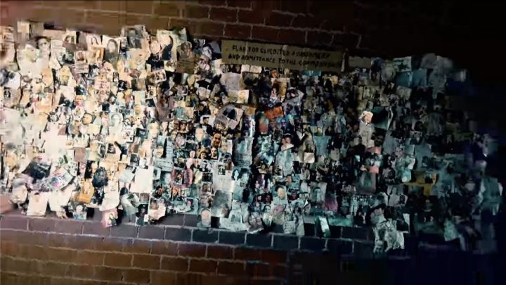 O Mural dos Desaparecidos em Commonwealth, na 11ª temporada de The Walking Dead.