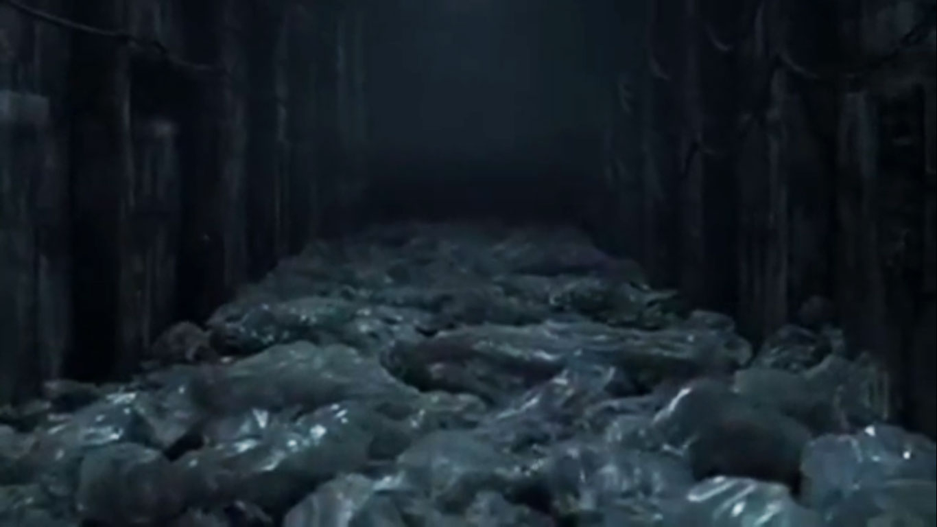 Pilha de cadáveres no 1º episódio da 11ª temporada de The Walking Dead (S11E01 - "Acheron: Part I").
