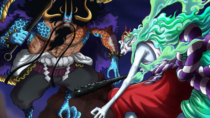 One Piece | Kaido VS Yamato, em fanart por elpipe3000.