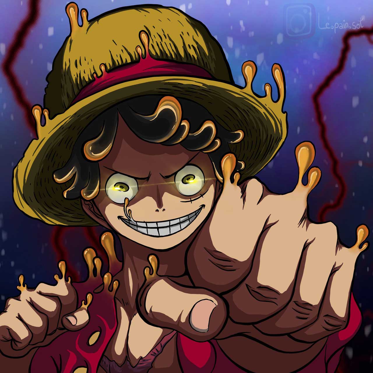 One Piece | Fanart do despertar/Gear 5 de Luffy por Le_pain_sot