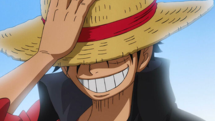 Luffy rindo no anime de One Piece.