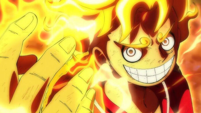 One Piece 1044 | Luffy com despertar/Gear 5. Autor da fanart desconhecido.