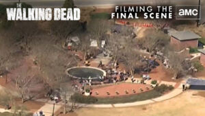 Gravações do episódio final de The Walking Dead. Imagens por 11alive.