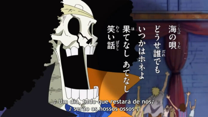 One Piece | Brook toca Binks no Sake no episódio 380 do anime.