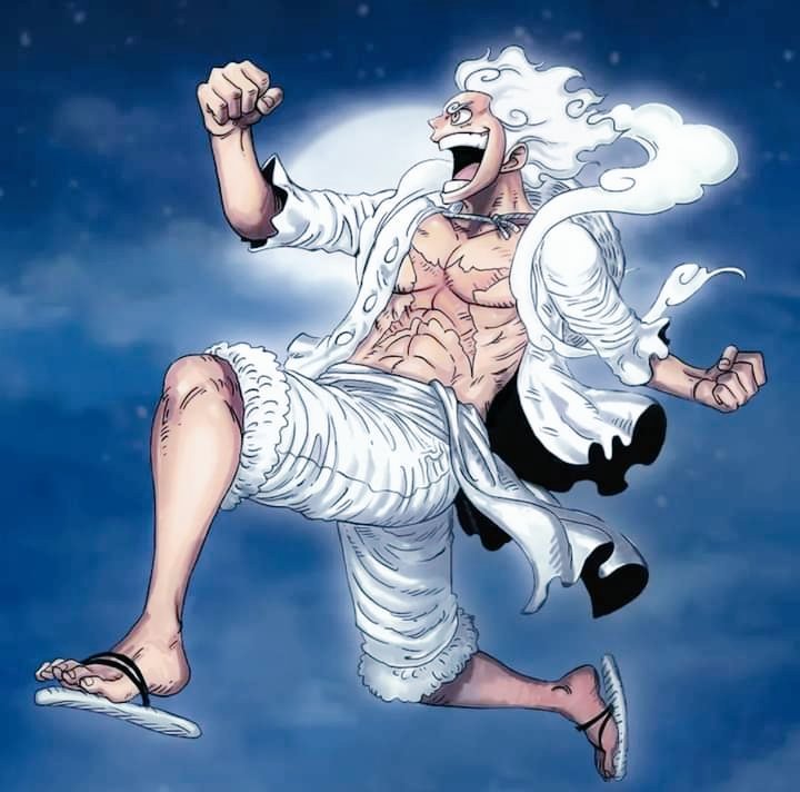 Tem gente achando que a gear 5 do Luffy ele fica com o cabelo flamejante,  está