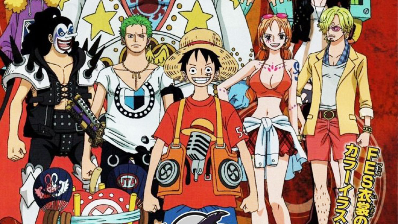 One Piece Film RED | O bando com roupas com estilo musical.