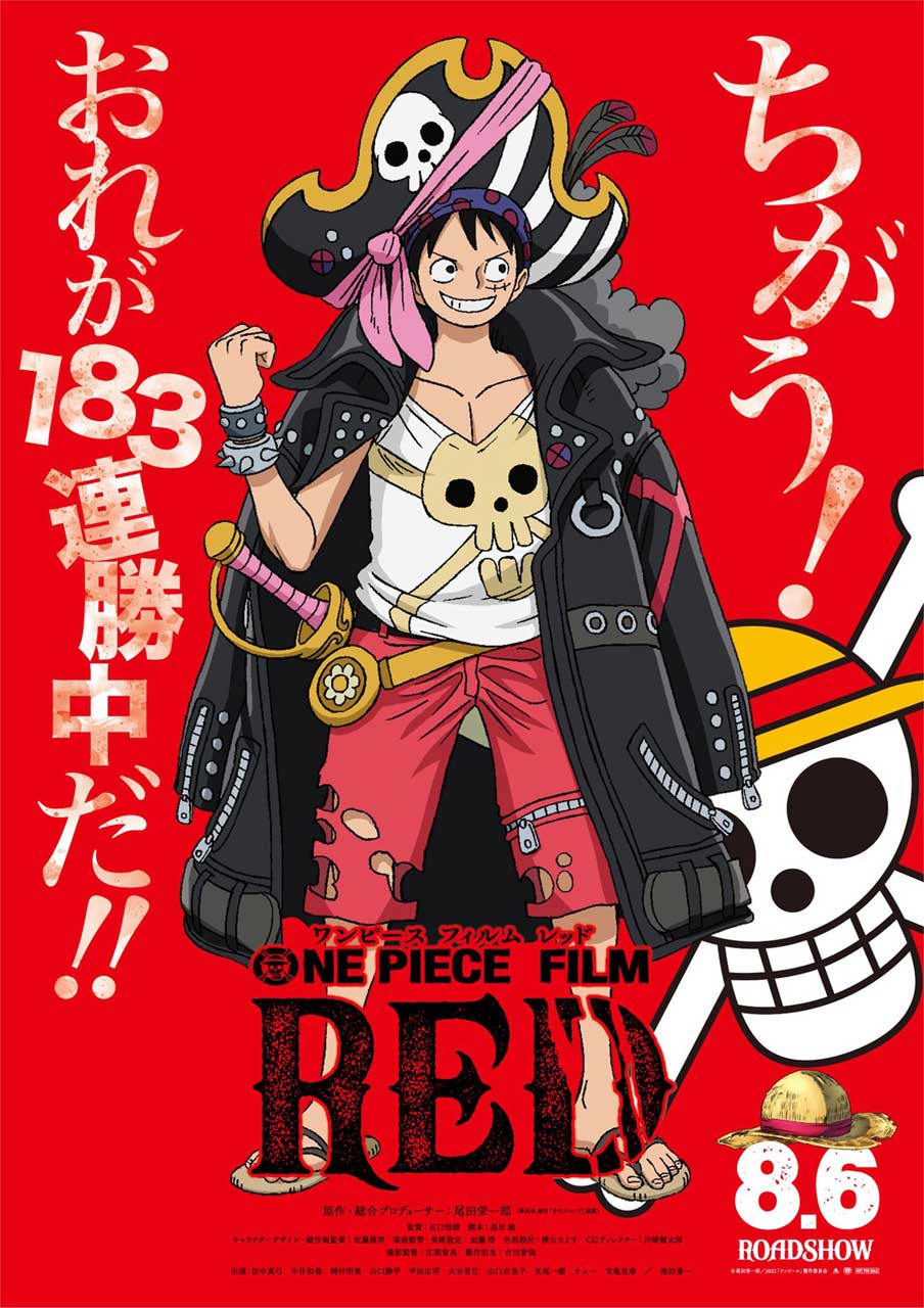 Figurino de Luffy no filme One Piece: RED.