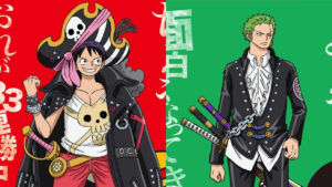 Figurino de Luffy e Zoro no filme One Piece: RED.