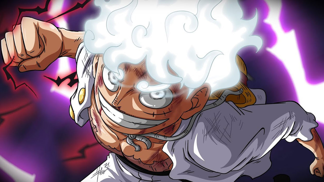 One Piece | Fanart de Luffy no despertar/Gear 5. Artista desconhecido.
