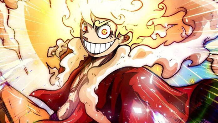 Luffy usando o despertar/Gear 5. Fanart por @all4one_anime.