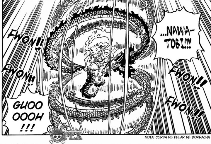 Luffy gigante vs kaidou no capítulo 1045 do mangá de one piece.