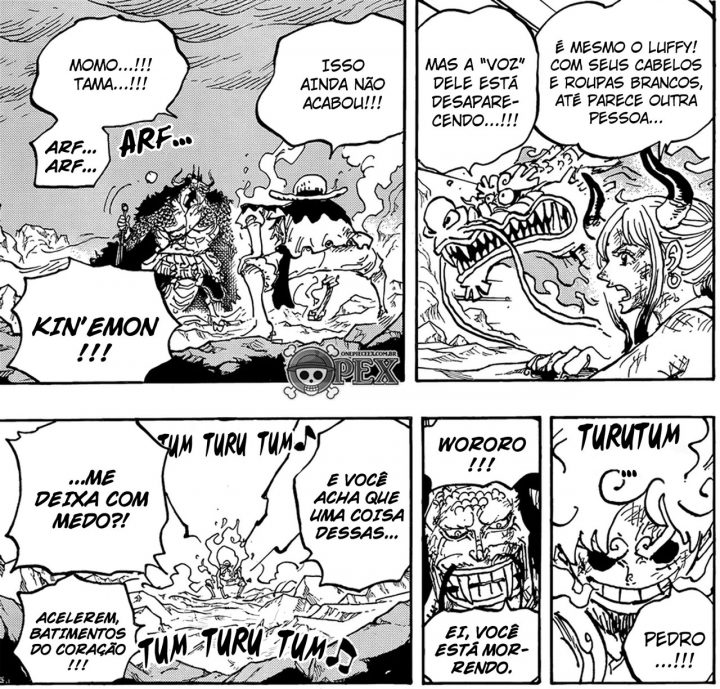 Yamato revela a cor do cabelo de Luffy no modo Gear 5 no capítulo 1045 do mangá de One Piece.