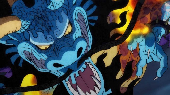 Kaido na forma de dragão em one piece.