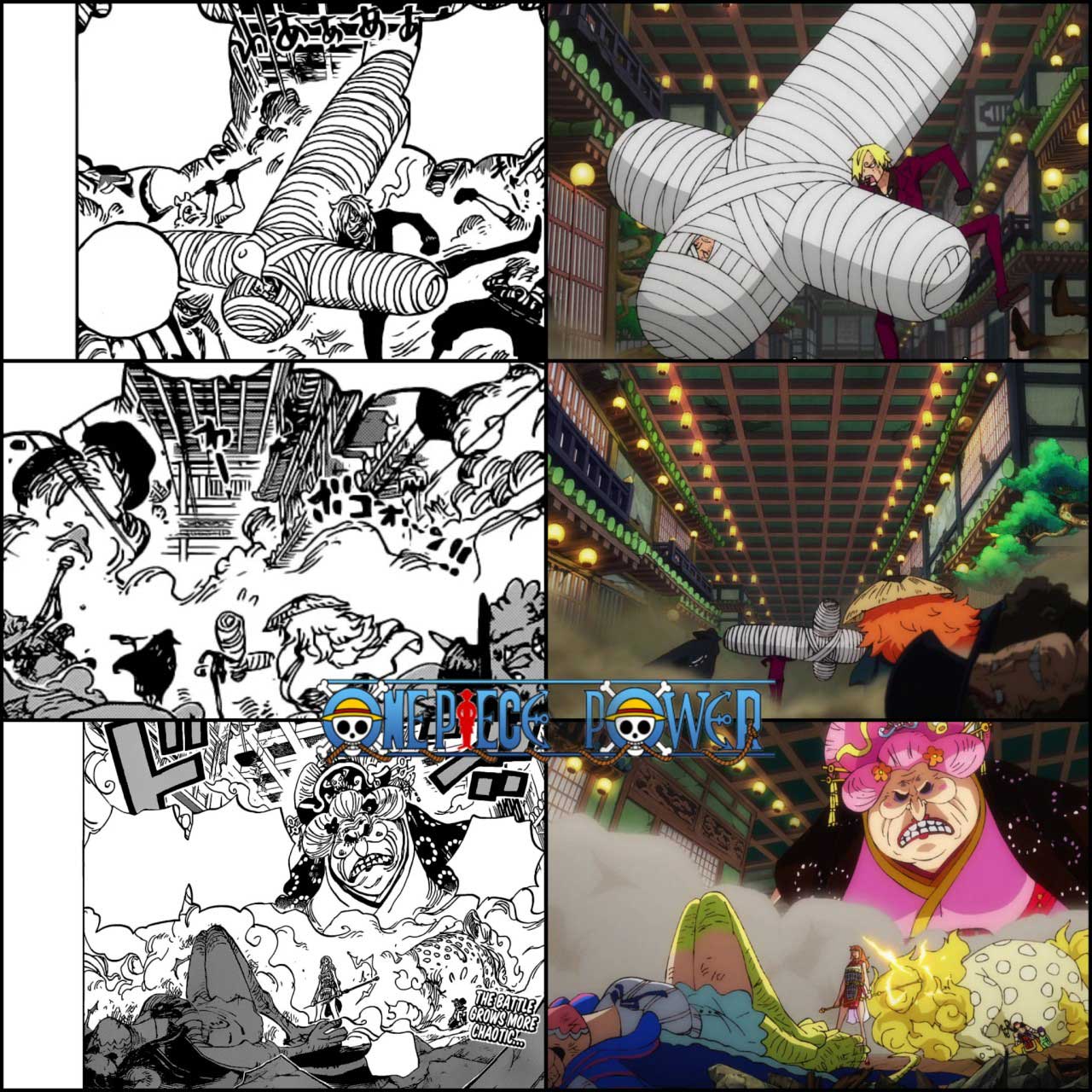 One Piece  Comparação Anime x Mangá do episódio 1033