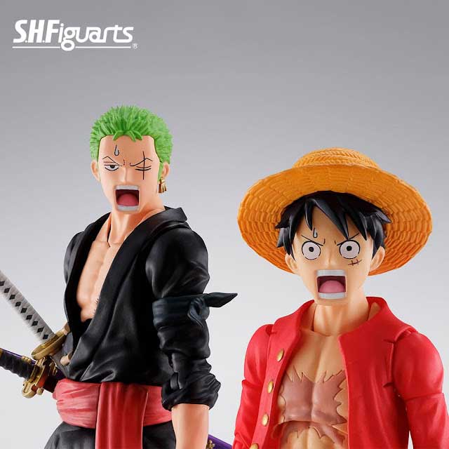 One piece action figure luffy zoro sanji raid on onigashima s h figuarts bandai spirits 14 1