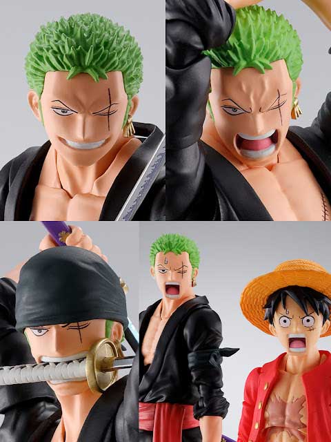 One piece action figure luffy zoro sanji raid on onigashima s h figuarts bandai spirits 16