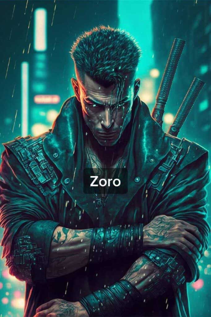 One piece bando cyberpunk arte inteligencia artificial zoro