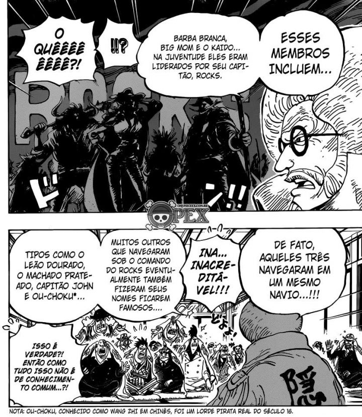 One piece manga 957 sengoku fala sobre piratas rocks