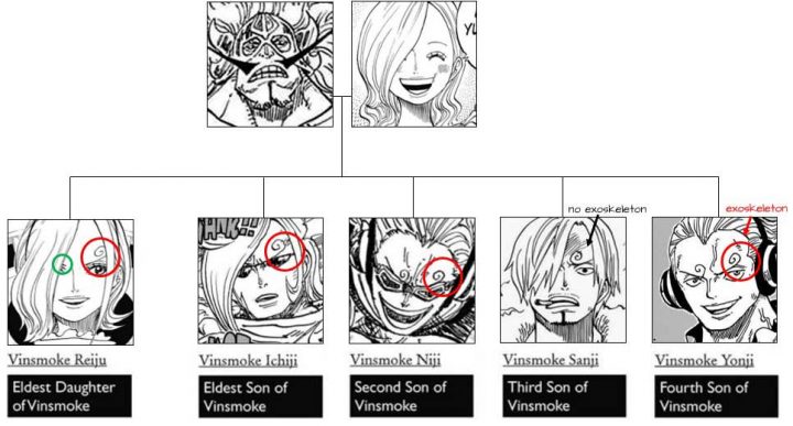 One piece arvore genealogica sanji sobrancelhas